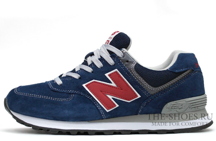 Кроссовки New Balance 574 Dark Blue Red Dual Gray  синие